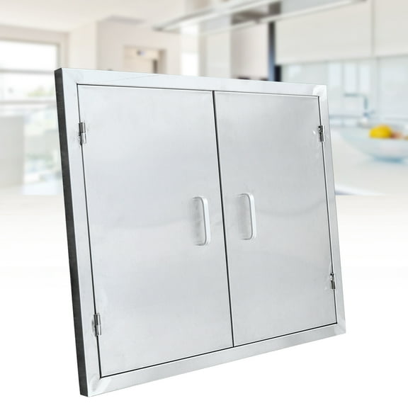 Dwellnix Wall Hanging Doors Flush Mount Double Doors Stainless Steel Door Kitchen