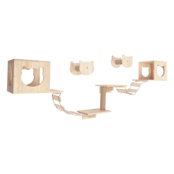 Dwellnix Wall Mounted Cat Shelf Sets Cats Wall Furniture Climbing Shelves Cat Hammock