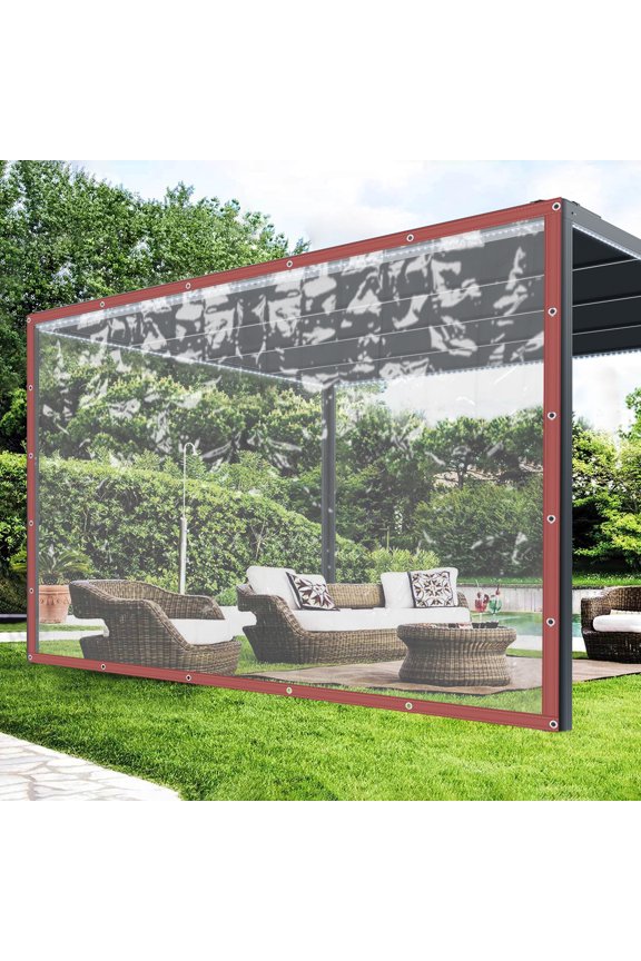 Waterproof Transparent PVC Tarpaulin, 8x10ft, Heavy Duty with Metal Eyelets, Clear Cover for Rain, Dust, Sun Protection, Ideal for Outdoor Tents, Balconies, and Canopies
