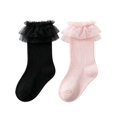thumbnail image 1 of Dweltoz 2 pairs Girls Ruffle Socks Toddler Lace Frilly Dress Socks with Big Ruffles Cute Princess Style Cotton Crew Socks for Little Kids Girls 0-10 Years, 1 of 7