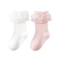 thumbnail image 1 of Dweltoz 2 pairs Girls Ruffle Socks Toddler Lace Frilly Dress Socks with Big Ruffles Cute Princess Style Cotton Crew Socks for Little Kids Girls 0-10 Years, 1 of 7