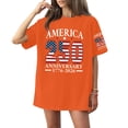 thumbnail image 1 of Dweltoz 250 Year Anniversary Usa Shirts for Women Short Sleeve Usa Printed Tops Solid Color Plus Size Top 4th Of July Crewneck Fashion Leisure 1776-2026 Pullover,Orange S, 1 of 4