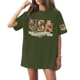 thumbnail image 1 of Dweltoz 250th Anniversary Usa Shirt Women's Usa Print Casual Tops Short Sleeve Oversized Tshirts Summer 250 Year Anniversary Usa Solid Crew Neck Tees,Army Green 4XL, 1 of 4
