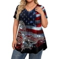 thumbnail image 1 of Dweltoz America 250 Plus Size Shirt 1776-2026 L-5xl V Neck Short Sleeve Patriotic 4th Of July Tees Casual Loose Fit Trendy Blouse Shirt,Royal Blue 5XL, 1 of 6