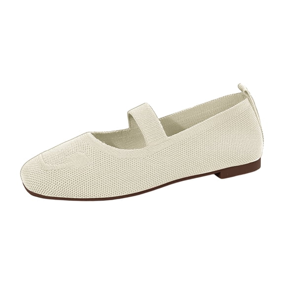 Dweltoz Ballet Flats for Women Slip on Square Toe Box Flats Comfort Breathable Business Low Heel Ballet Shoes,Beige 41
