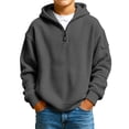 thumbnail image 1 of Dweltoz Boys Quarter Zip Hoodies Waffle Knit Long Sleeve Hooded Sweatshirts Casual Kids Teens Pullover Tops Back to School Clothes 2026 Fall Winter Athletic Hoodies,Gray 11-12 Years, 1 of 6