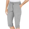 thumbnail image 1 of Dweltoz Capri Pants for Women Joggers Stretch Lightweight Women’s Casual Pant Capri with Drawstring,Light Gray M, 1 of 6