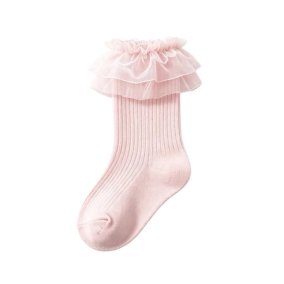 Dweltoz Girls Ruffle Socks Toddler Lace Frilly Dress Socks with Big Ruffles Cute Princess Style Cotton Crew Socks for Little Kids Girls 0-10 Years