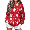 thumbnail image 1 of Dweltoz Halloween Hoodies for Women Ghost Pumpkin Star Print Pullover Hoodie Long Sleeve Loose Fit Sweatshirt with Pockets Casual Halloween Party Tops,Red 3XL, 1 of 6