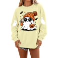 thumbnail image 1 of Dweltoz Halloween Sweatshirts for Women Cute Ghost Pumpkin Graphic Spooky Season Sweaters Oversized Fall Fleece Long Sleeve Crewneck Pullover Tops,Khaki M, 1 of 4