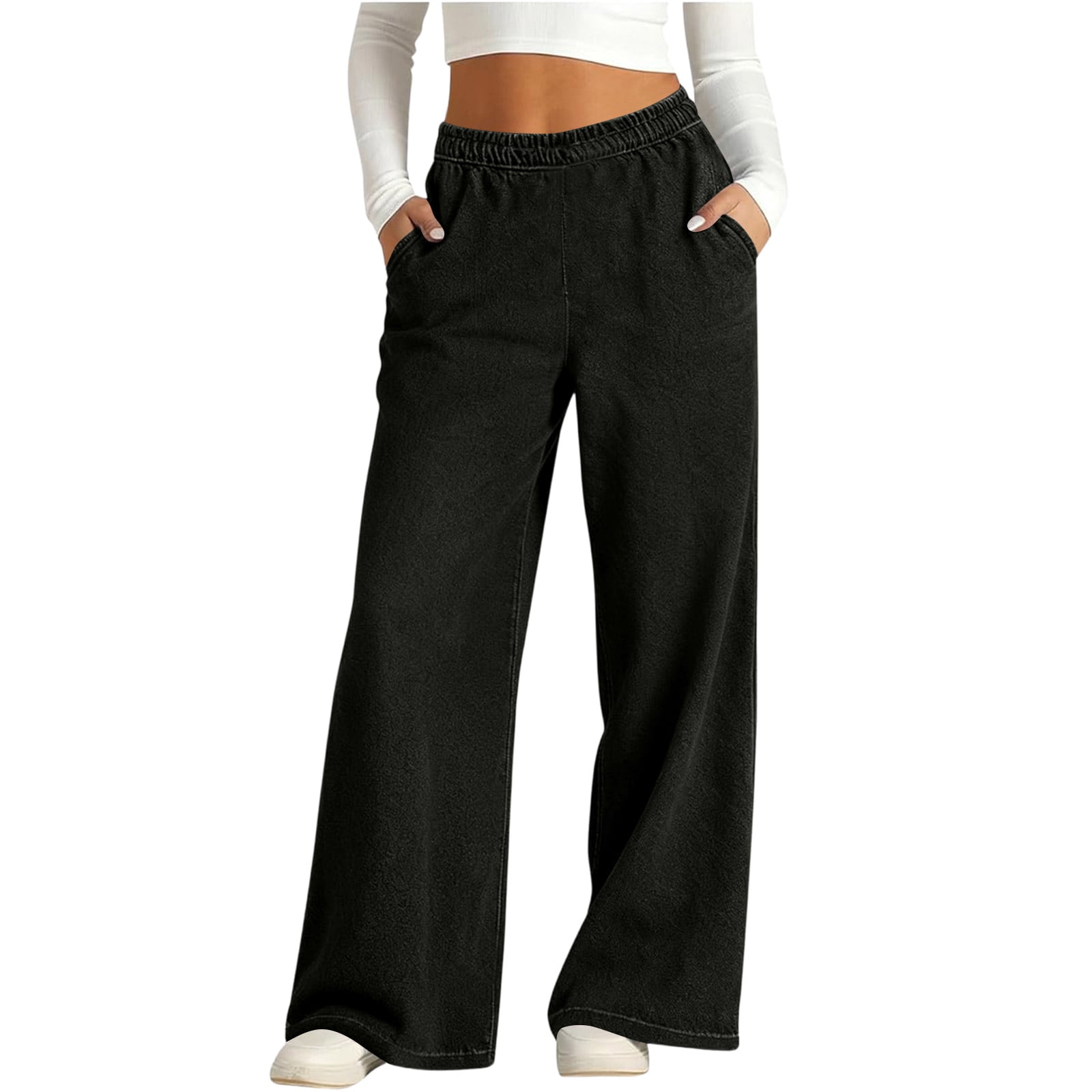 Dweltoz Jeans for Women High Waisted Stretchy Wide Leg Jeans Pull on ...
