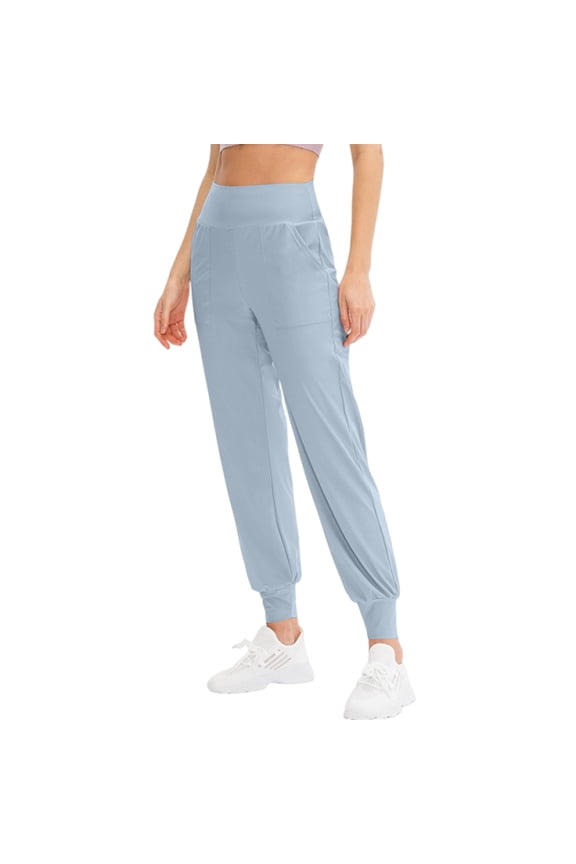 Joggers for Women with Side Pockets High Waisted Soft Lightweight Sweatpants with Yoga Jogging Athletic,Light Blue L