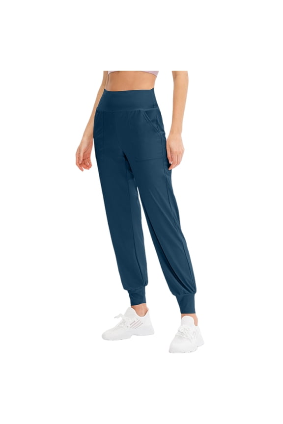 Joggers for Women with Side Pockets High Waisted Soft Lightweight Sweatpants with Yoga Workout Athletic,Dark Blue M