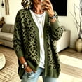 thumbnail image 1 of Dweltoz Leopard Print Cardigan Sweaters for Women Open Front V Neck Knitted Cardigan Sweater Long Sleeve Button Sweater 2026 Fuzzy Oversized Cozy Fall Sweater Outerwear, 1 of 5