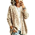 thumbnail image 1 of Dweltoz Leopard Print Cardigan Sweaters for Women Open Front V Neck Knitted Cardigan Sweaters Long Sleeve Button Fall Sweaters Coat Fuzzy Oversized Cozy Sweaters, 1 of 5