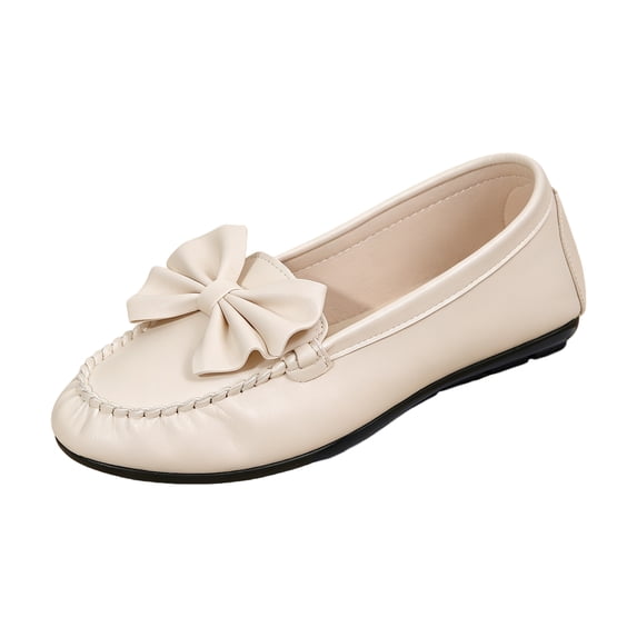 Dweltoz Loafers for Women Business Casual Comfortable Walking Shoes Lightweight Slip on Retro Flat Shoes,Beige 43