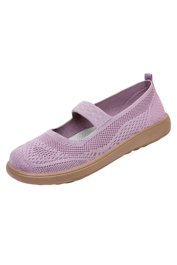 Mary Jane Ballet Flats for Women Slip-On Wide Toe Mary Jane Flats Comfy Breathable Office Low Heel Sandals,Pink 38