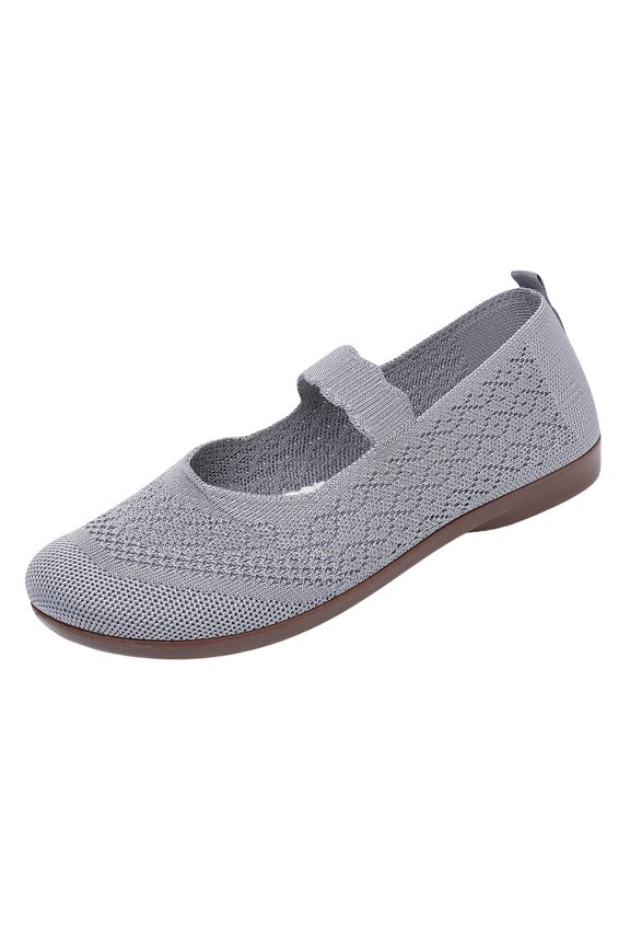 Mary Jane Ballet Flats for Women Slip on Wide Toe Mary Jane Flats Comfy Soft Work Low Heel Ballet Shoes,Gray 40