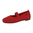 thumbnail image 1 of Dweltoz Mary Jane Flat Shoes for Women Slip-On Wide Toe Flats Comfort Soft Office Low Heel Ballet Shoes,Red 42, 1 of 9