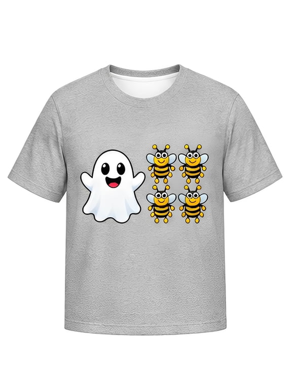 Men's Boo Bees Shirt Funny Ghost Bee Halloween T-Shirt Boo 4 Bees Graphic Short Sleeve Crew Neck Tee Halloween Costume Top,Light Gray XL