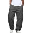 thumbnail image 1 of Dweltoz Men's Cargo Pants Baggy Loose Fit Trousers Straight Leg Casual Pants Elastic Waist Multi-Pocket Utility Pants,Dark Gray M, 1 of 3