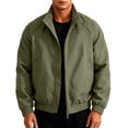 thumbnail image 1 of Dweltoz Men's Lightweight Bomber Jacket Casual Stand Collar Zip Up Soft Outerwear with Side Pockets Fall Winter Fashion Jackets,Army Green 3XL, 1 of 5