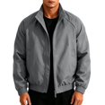 thumbnail image 1 of Dweltoz Men's Lightweight Bomber Jacket Casual Stand Collar Zip Up Soft Outerwear with Side Pockets Fall Winter Fashion Jackets,Dark Gray 3XL, 1 of 5