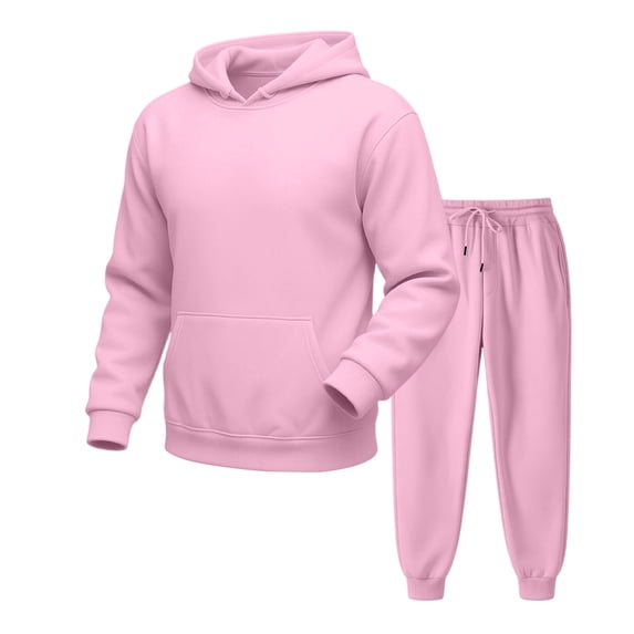 Dweltoz Men's Tracksuits 2 Piece Casual Athletic Hooded Sweatsuit Set Long Sleeve Drawstring Fleece Jogging Suit with Pockets Fall Winter Sportswear,Pink 2XL