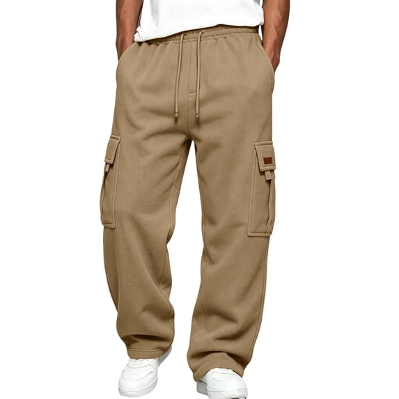 Dweltoz Mens Baggy Sweatpants Elastic Waist Drawstring Cargo Pants Casual Loose Fit Wide Leg Pants Oversized Lightweight Trousers 2026 Fall Winter Athletic Pants with Multi Pockets,Camel 4XL