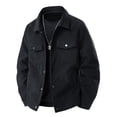 thumbnail image 1 of Dweltoz Mens Corduroy Jacket Button Down Collared Chore Jacket Casual Loose Long Sleeve Trucker Jacket with Flap Pocket Lightweight Western Coats 2026 Fall Winter Vintage Outwear,Black XL, 1 of 5