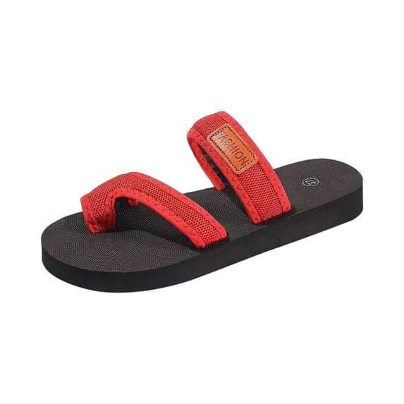 Dweltoz Mesh Flat Sandals for Women Orthopedic Wide Width Comfort Flat Slippers Summer Breathable Arch Support Open Toe Shoes,Red 40