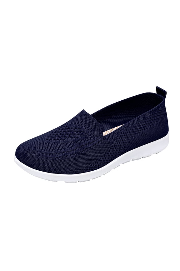 Orthopedic Shoes for Women Slip on Round Toe Comfort Breathable Sneakers Knit Low Heel Dressy Business Walking Shoes,Royal Blue 40