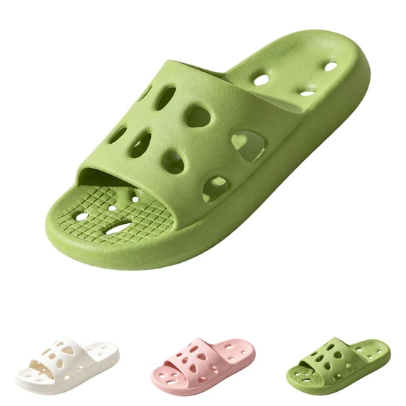 Dweltoz Shower Shoes for Women Men Non Slip Waterproof Bath Slippers Gym Locker Room Camping Wide Fit Sandals with Drain Holes,Green 6