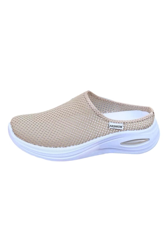Slip on Sneakers for Women Non Slip Mesh Gym Shoes Comfortable Fashion Sport Platform Sneaker with Arch Support,Beige 41