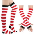 thumbnail image 1 of Dweltoz Striped Thigh High Socks for Women Extra Long Stockings with Fingerless Arm Warmer Halloween Christmas Cosplay Knitted Set, 1 of 6