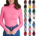 thumbnail image 1 of Dweltoz Women's 2026 Fall Long Sleeve Turtleneck Soft Ribbed Knit Pullover Sweater Slim Fit Basic Casual Fitted Basic Shirt,Brown One Size, 1 of 5