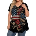 thumbnail image 1 of Dweltoz Women’s 250th Anniversary Usa Plus Size Shirt L-5xl V Neck Short Sleeve Patriotic 4th Of July T-Shirts Casual Loose Trendy Blouse,Red 5XL, 1 of 6