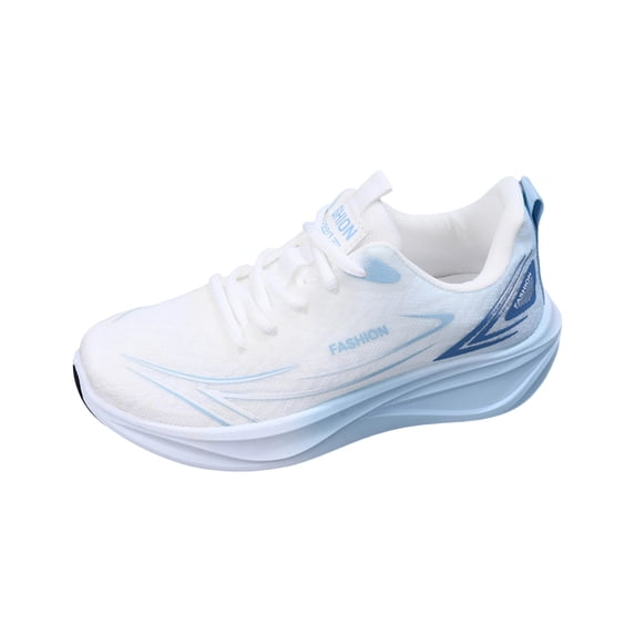Dweltoz Women's Breathable Mesh Running Shoes Lace Up Athletic Walking Sneakers Thick Sole Low Top Casual Gym Shoes,Blue 6