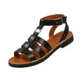thumbnail image 1 of Dweltoz Women's Cross Strappy Flat Sandals Gladiator Summer Soft Elastic Ankle Walking Shoes Fashionable Casual Open Toe Solid Flats,Black 41, 1 of 7