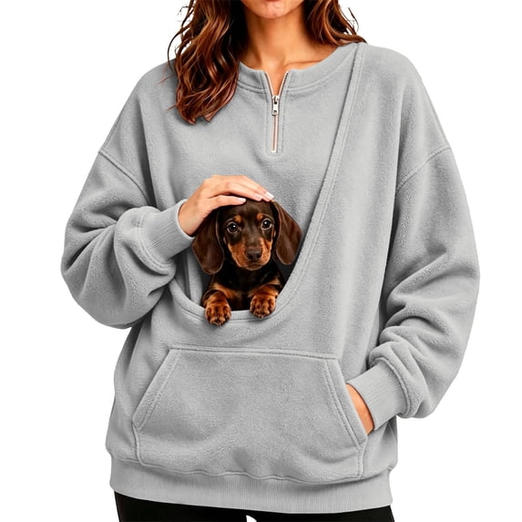Dweltoz Cat Hoodie with Pouch Dog Cat Pouch Sweatshirt with Large Pockets Long Sleeve Drawstring Pet Carrier Pullover Mom Dog Carrier Hoodie Winter Warm Comfy Sweatshirts,Black M