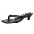 thumbnail image 1 of Dweltoz Women's Kitten Heel Sandals Square Toe Flip Flop Thong Sandals Slip on 1.7 Inch Aheeled Dressy Summer Shoes,Black 40, 1 of 8