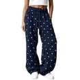 thumbnail image 1 of Dweltoz Women's Polka Dot Barrel Sweatpants Wide Leg Pants Drawstring Elastic Waist Loose Fit Casual Sweat Pants with Pockets Lounge Trousers,Navy XS, 1 of 5