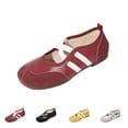 thumbnail image 1 of Dweltoz Women's Split Toe Ballet Flats Two Tone Crisscross Strap Mary Jane Sneakers Slip On Ballerina Casual Walking Shoes,Purple 8, 1 of 7