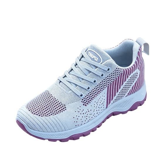Dweltoz Women's Walking Shoes Breathable Mesh Sneakers Athletic Tennis Shoes Lightweight Lace-Up Casual Running Flats,Gray 6