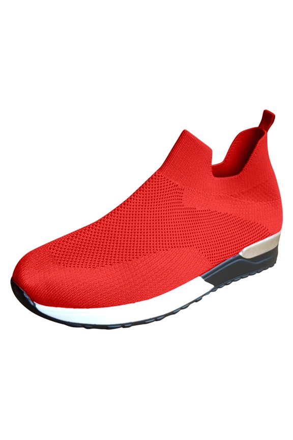 Women's Walking Shoes Slip on Non Slip Mesh Gym Sneaker Comfortable Fashion Sport Shoes with Arch Support,Red 37