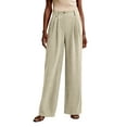 thumbnail image 1 of Dweltoz Womens Corduroy Pants High Waisted Wide Leg Pants 2025 Comfy Soft Straight Leg Pant Loose Trousers with Pockets,Beige L, 1 of 7