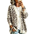 thumbnail image 1 of Dweltoz Womens Leopard Print Cardigan Sweater Open Front V Neck Knitted Cardigan Sweater Long Sleeve Button Down Fall Sweaters Coat Y2k Plus Size Chunky Fall Sweater Outerwear, 1 of 5