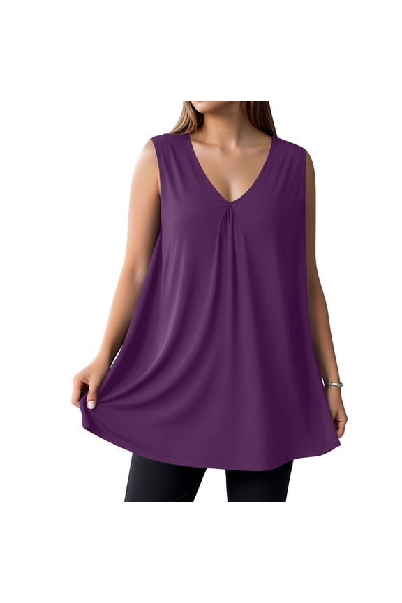 Womens Plus Size Tank Tops L-5xl V Neck Sleeveless Cute Cami Tank Tops Summer Casual Fashion Tunic Top,Dark Purple 5XL