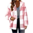 thumbnail image 1 of Dweltoz Womens Sherpa Jacket Fuzzy Zip Up Hoodie Fall Fashion Zip Up Fleece Lined Plaid Jacket Plus Size Winter Warm Fuzzy Hoodies Coats with Pockets,Pink S, 1 of 5