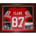 thumbnail image 1 of Dwight Clark Autographed San Francisco 49ers (Red #87) Deluxe Framed Jersey w/ "The Catch and Date", 1 of 2